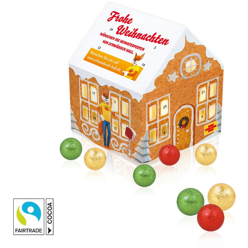 Adventskalender "Weihnachtshaus" Classic mit Fairtrade® Schokolade