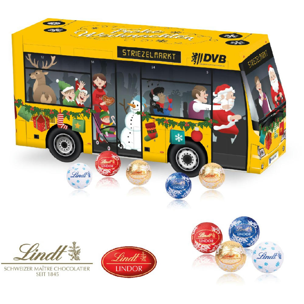 3D Adventskalender "Bus" mit Lindt Schokolade