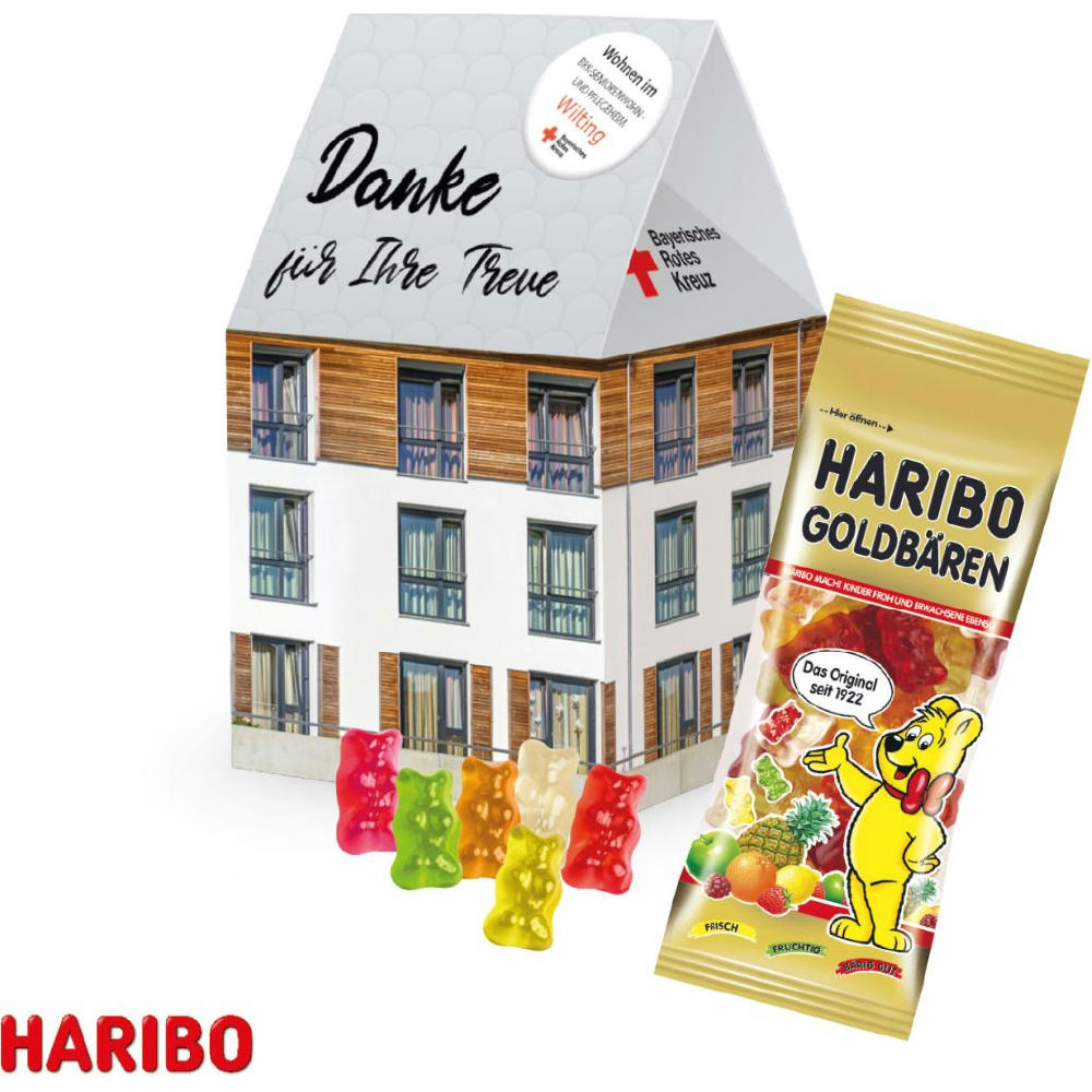 3D Präsent "Haus" mit Haribo Goldbären