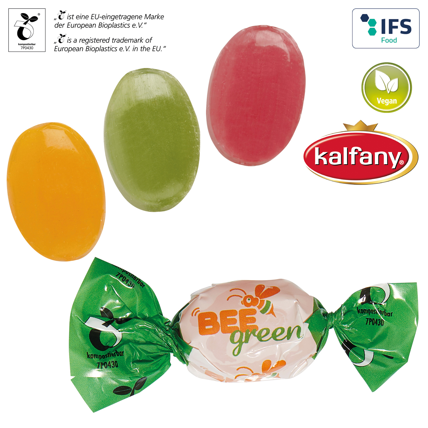 Bonbons im kompostierbaren Werbewickel