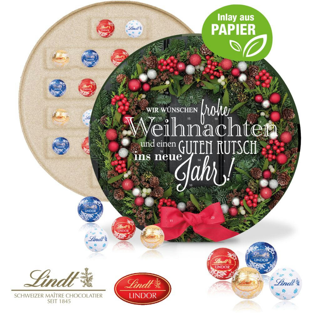 Adventskalender "Centro" mit Lindt Schokolade, Inlay aus Papier