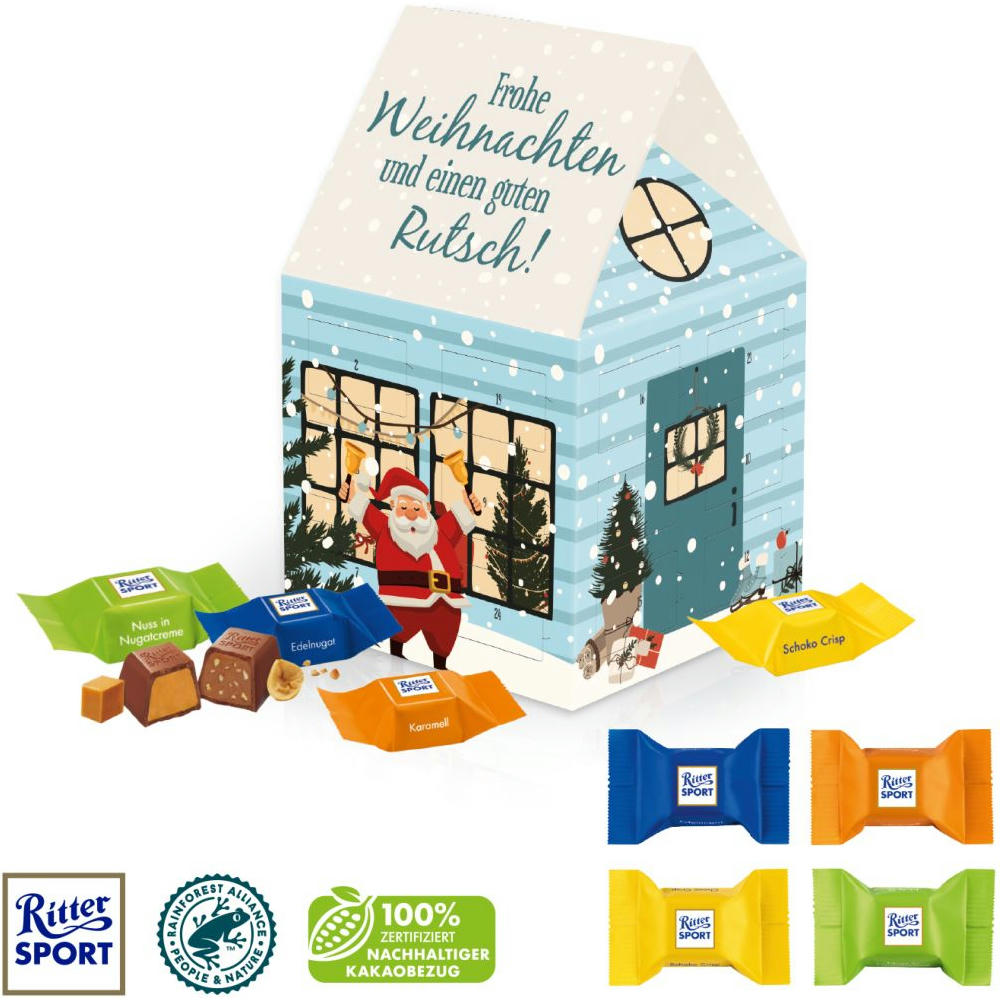 Adventskalender "Haus" mit Ritter SPORT Schokowürfel